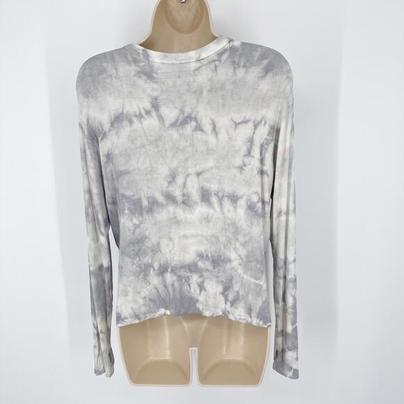 Enza Costa Women's Tie-Dye Silk Blend Long Sleeve Top NEW Size S Gray Round Neck - Picture 5 of 10